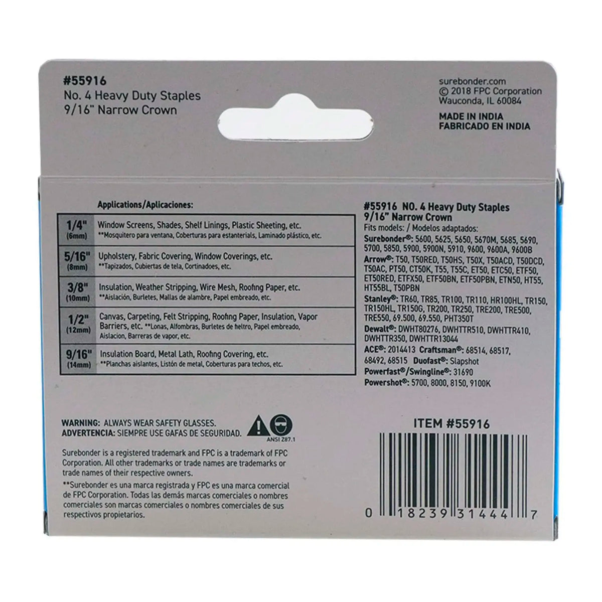 Surebonder Grapas Trabajo Pesado 9/16 14mm T50 1250 Piezas